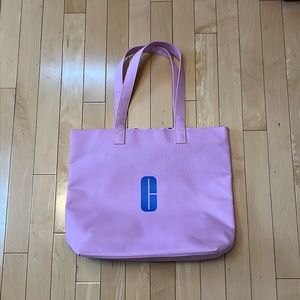 NWT Clinique canvas Tote Beach Bag pink double handles